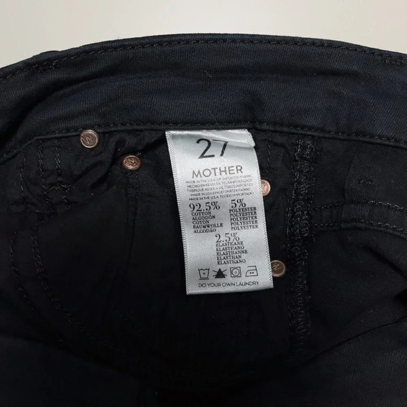 Mother Distressed Knee High Rise Black Looker Jeans - Picture 13 of 14